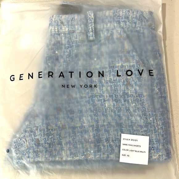 🆕 Generation Love Faye Tweed Knit Shorts Light Blue Multi With Pockets - Picture 5 of 13